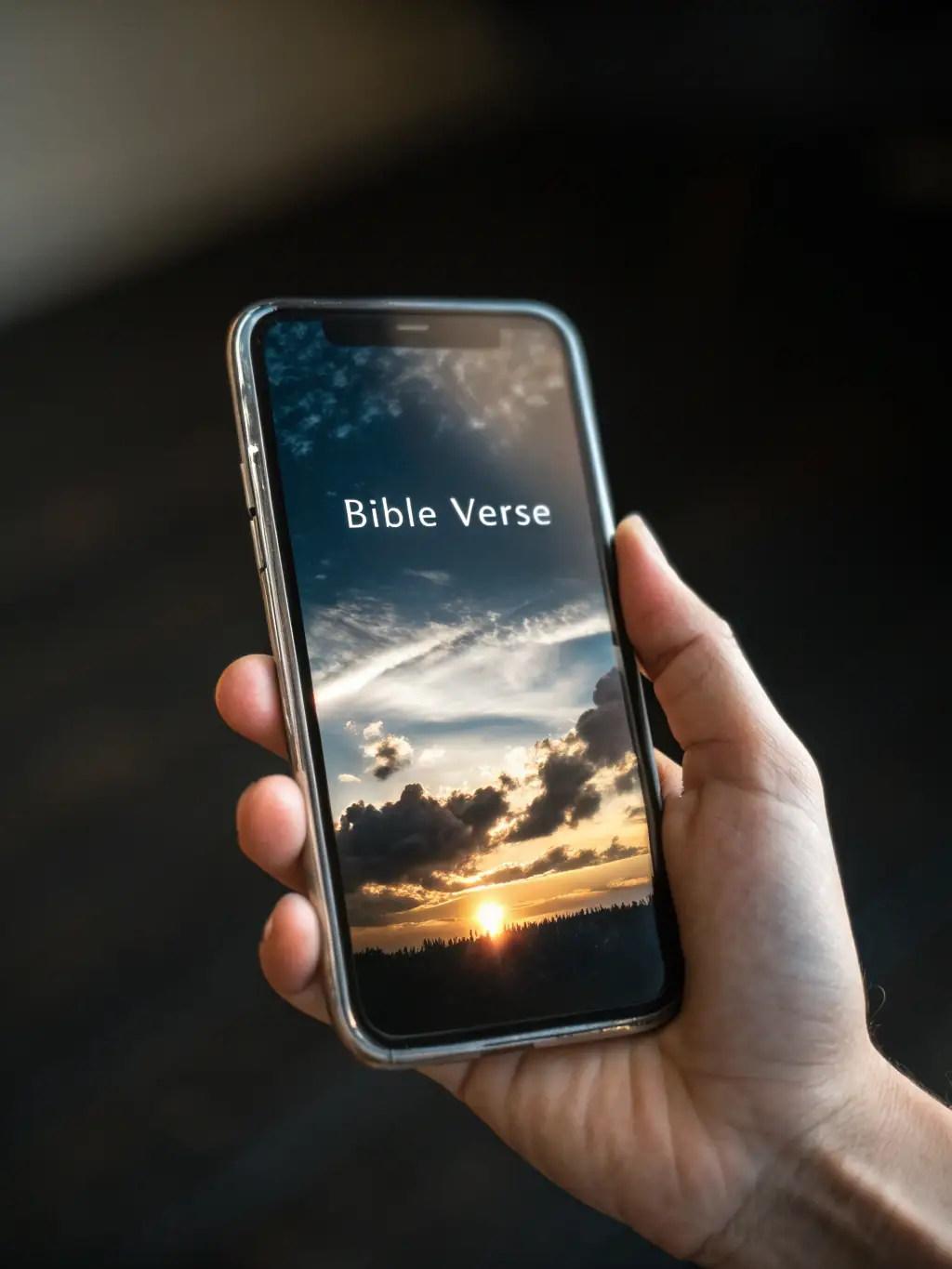 A modern digital tablet displaying a Bible verse on its screen, surrounded by a peaceful, natural setting, representing the integration of faith and technology.